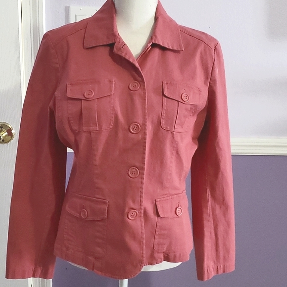 Bass Dark Dusty Rose Buttoned Down Utility Retro Y2K Career Casual Jacket S